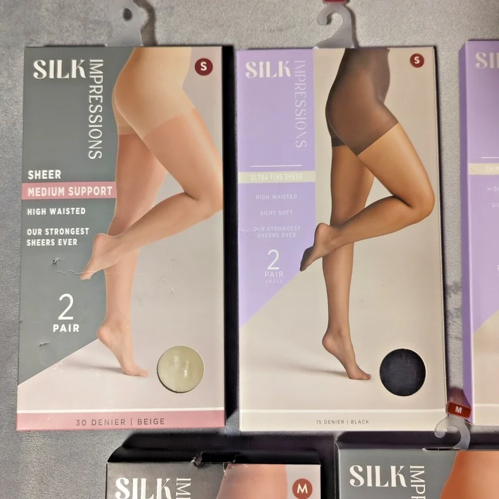 Silk Impressions S, M Mixed Lot 5 Boxes Beige, Black, Coffee Bean, Cocoa 12 pair